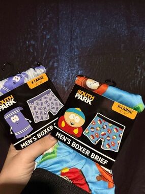 South Park Men’s Boxer Briefs  Set of 2 – Blue & Light Blue – Large